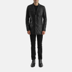 Men's Ray Cutler Black Leather Blazer Jacket