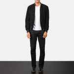 Men's Shane Black Suede Bomber Jacket