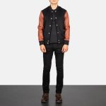 Men's Vaxton Brown Hybrid Varsity Jacket