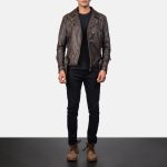 Men's Vincent Brown Leather Biker Jacket