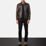 Men's Youngster Brown Leather Biker Jacket