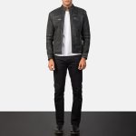 Men's Youngster Distressed Black Leather Biker Jacket