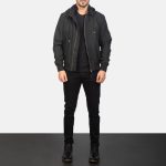 Men's Hanklin Ma-1 Black Hooded Bomber Jacket