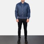 Men's Zack Blue Bomber Satin Jacket