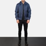 Men's Hanklin Ma-1 Blue Hooded Bomber Jacket