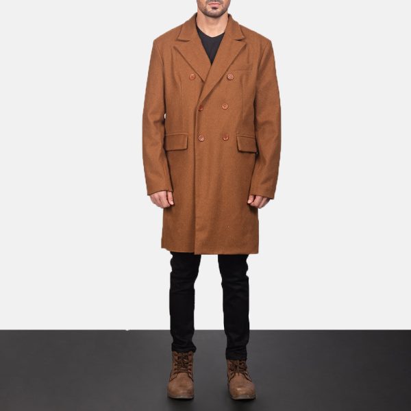 Men's Claud Khaki Wool Double Breasted Coat
