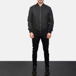Men's Zack Bomber Satin Black Jacket