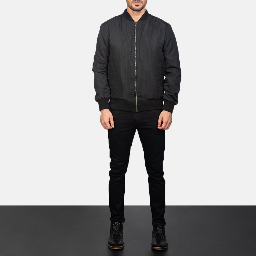 Men's Zack Bomber Satin Black Jacket