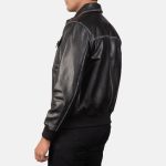 Men's Aaron Black Leather Bomber Jacket