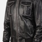 Men's Aaron Black Leather Bomber Jacket
