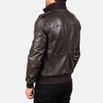 Men's Agent Shadow Brown Leather Bomber Jacket