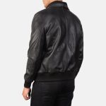 Men's Air Rolf Black Leather Bomber Jacket