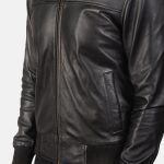 Men's Air Rolf Black Leather Bomber Jacket