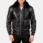 Men's Airin G-1 Black Leather Bomber Jacket