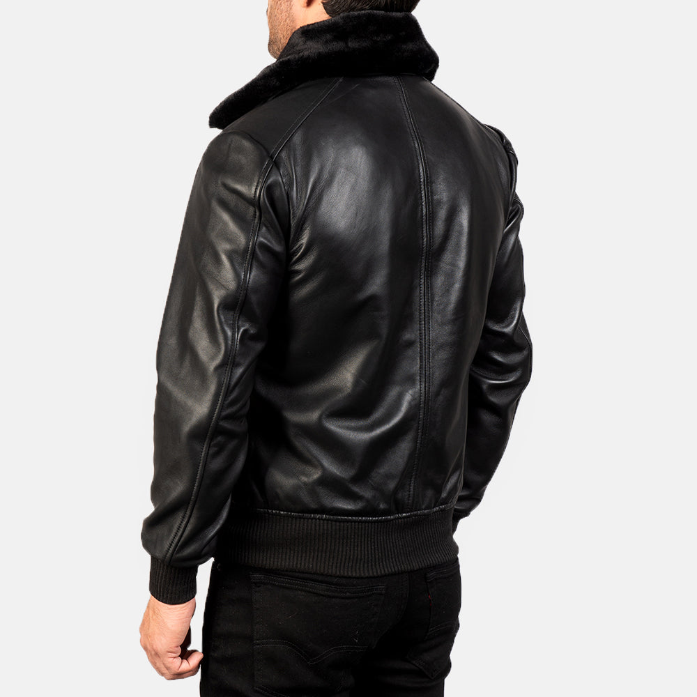 Men's Airin G-1 Black Leather Bomber Jacket