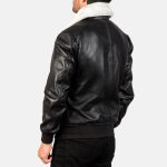 Men's Airin G-1 Black White Leather Bomber Jacket