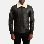 Men's Airin G-1 Brown &Cream Leather Bomber Jacket