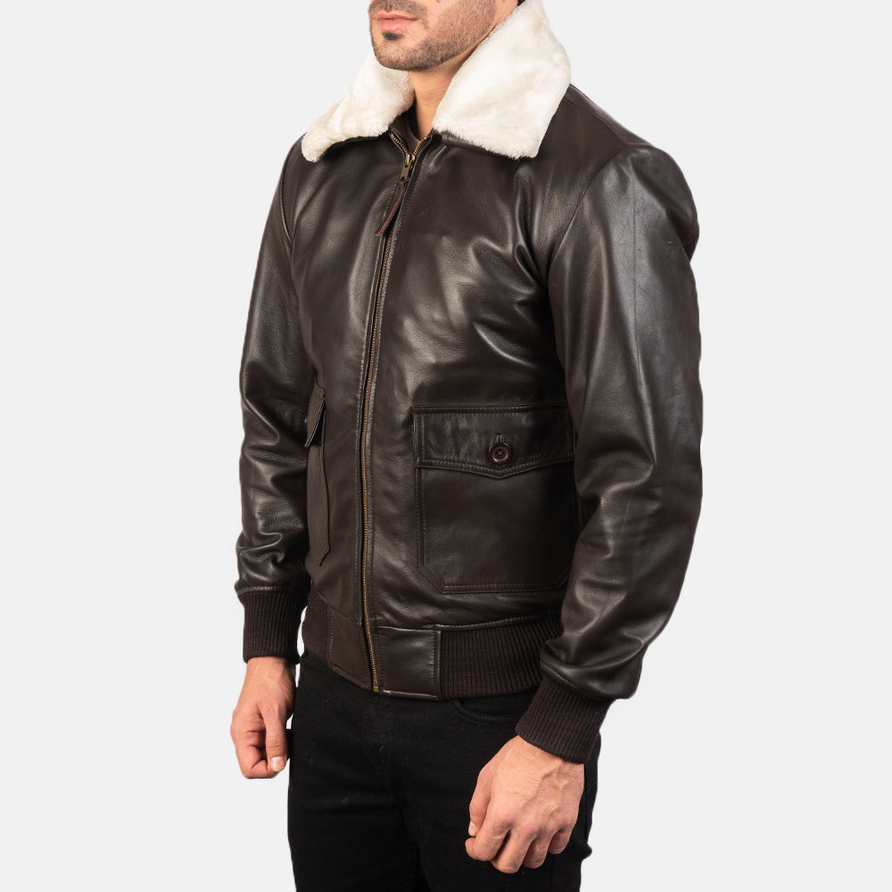 Men's Airin G-1 Brown Leather Bomber Jacket