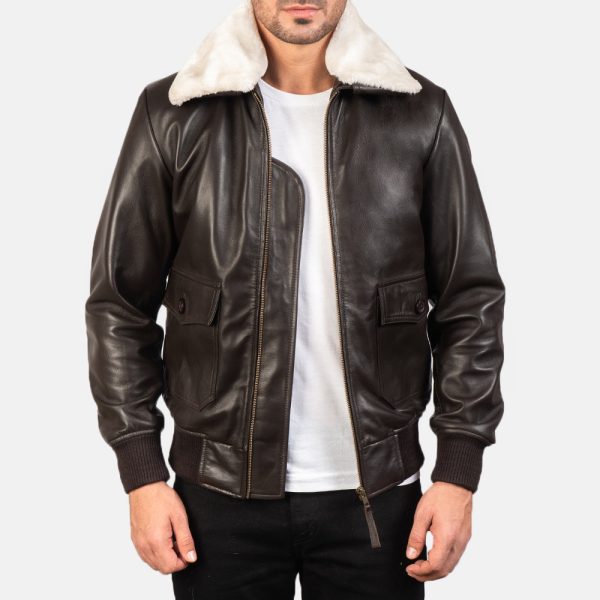 Men's Airin G-1 Brown Leather Bomber Jacket