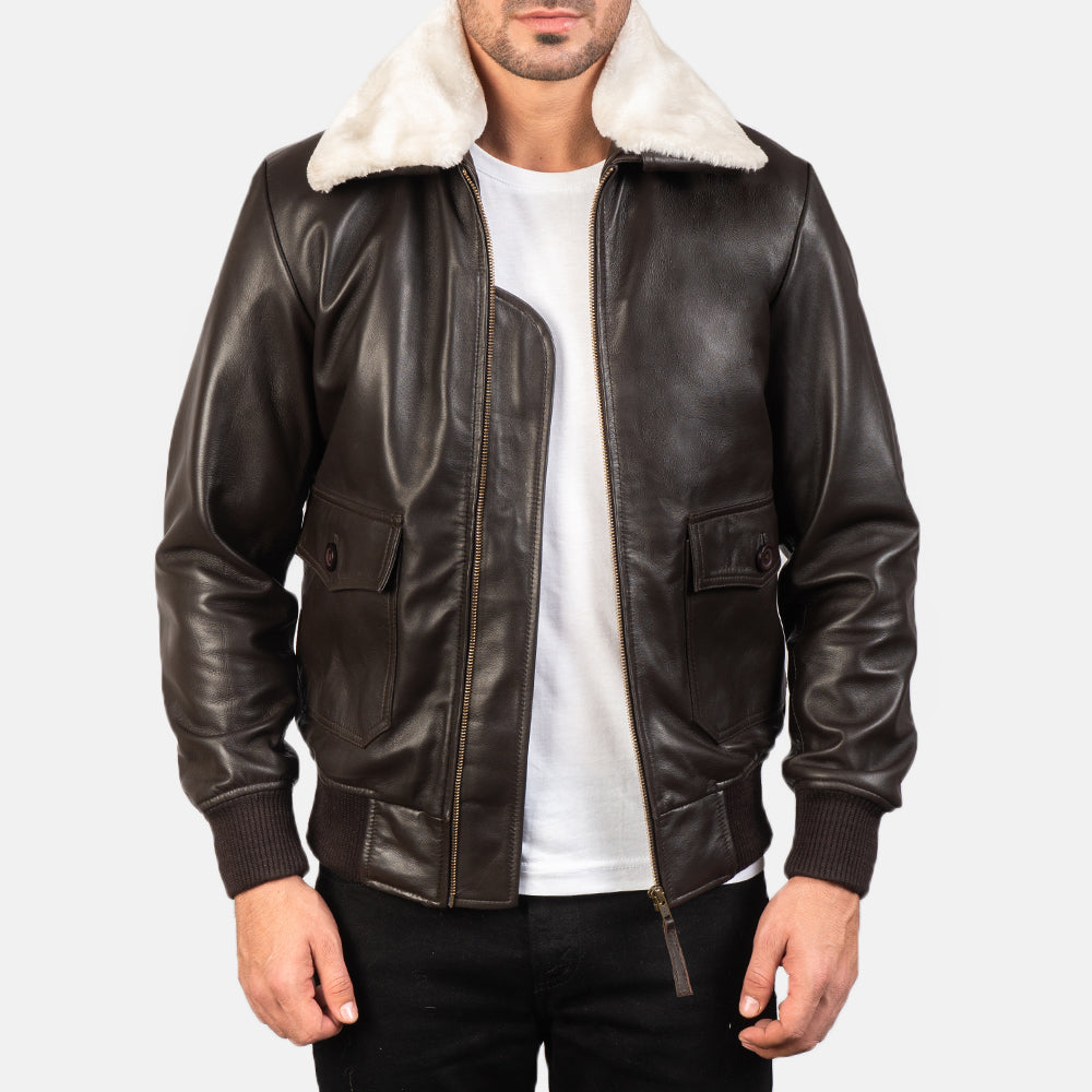 Men's Airin G-1 Brown Leather Bomber Jacket