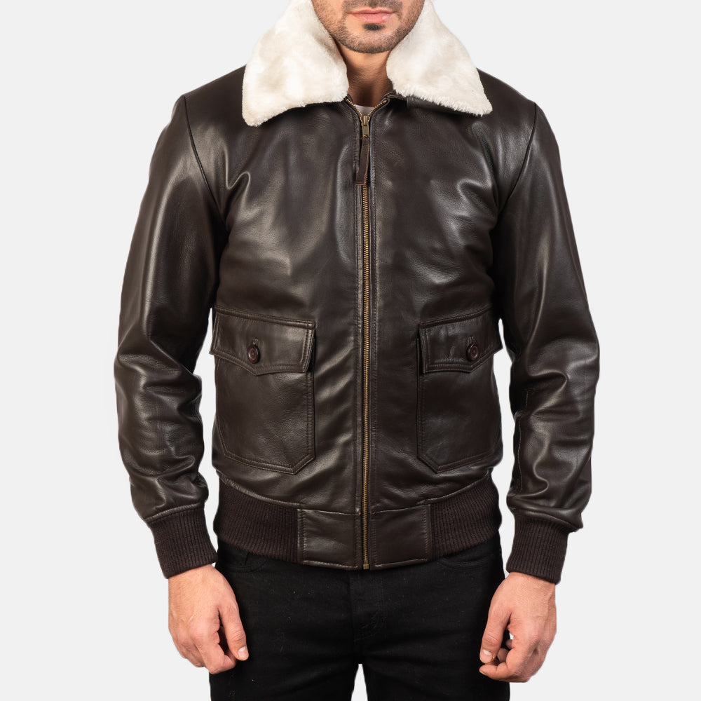 Men's Airin G-1 Brown Leather Bomber Jacket
