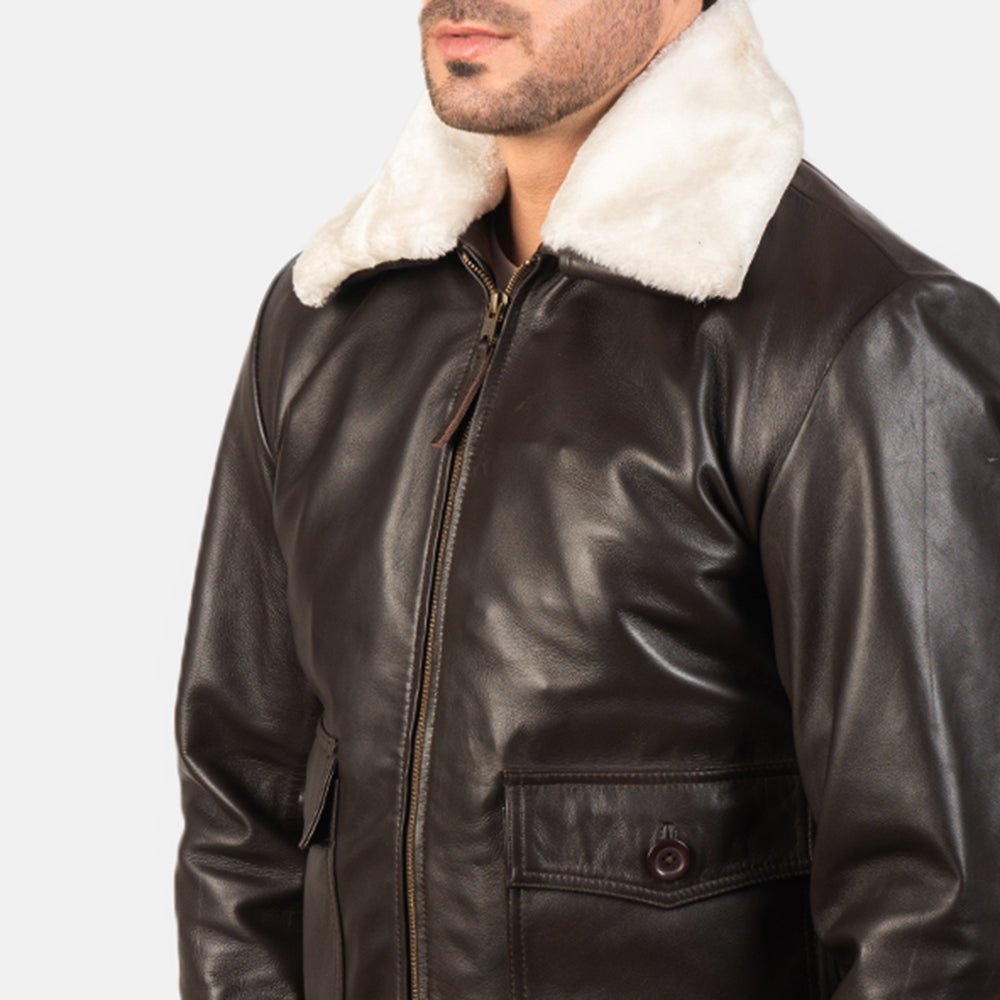 Men's Airin G-1 Brown Leather Bomber Jacket
