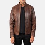 Men's Alex Brown Leather Biker Jacket