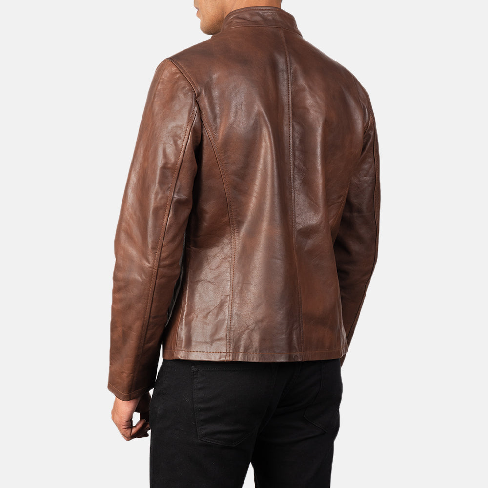 Men's Alex Brown Leather Biker Jacket