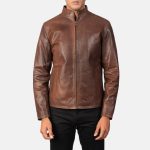 Men's Alex Brown Leather Biker Jacket