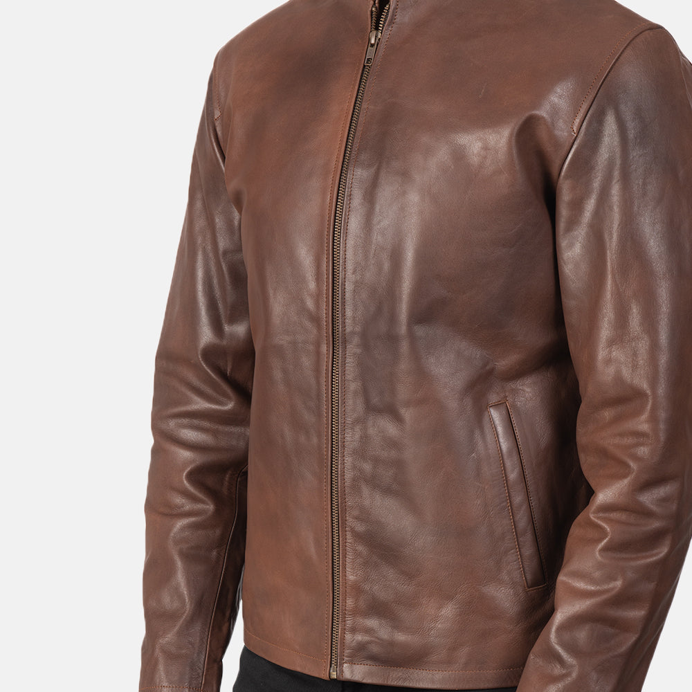 Men's Alex Brown Leather Biker Jacket