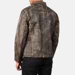 Men's Alex Distressed Brown Leather Biker Jacket