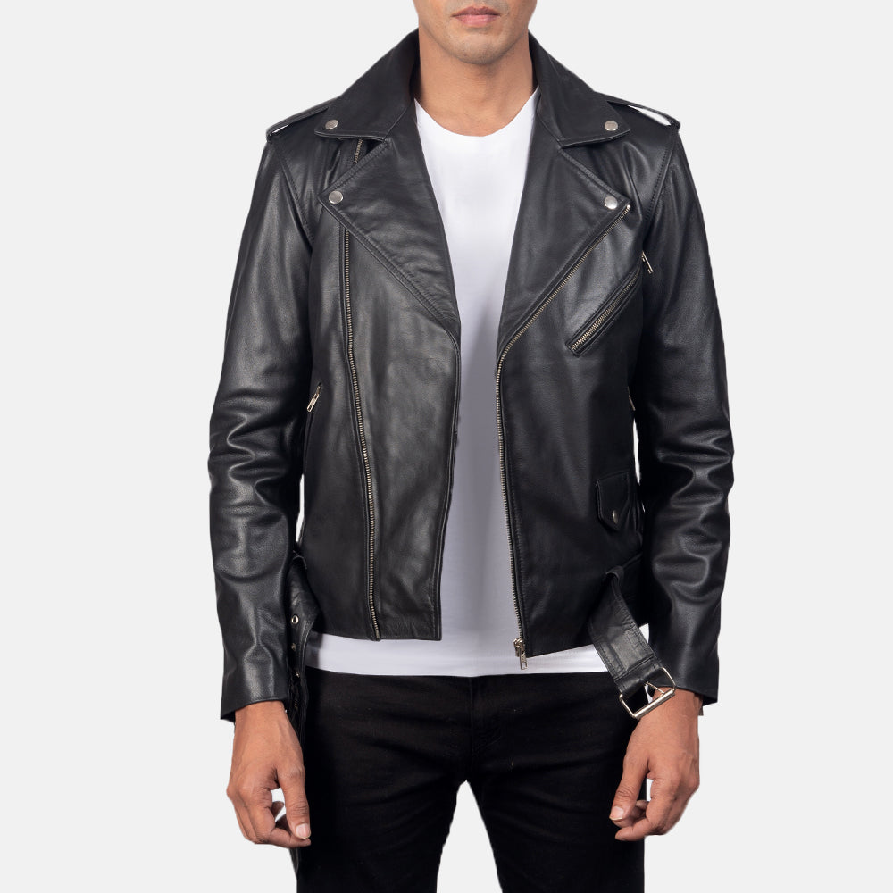 Men's Allaric Alley Black Leather Biker Jacket