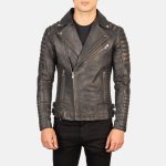 Men's Armand Distressed Brown Leather Biker Jacket
