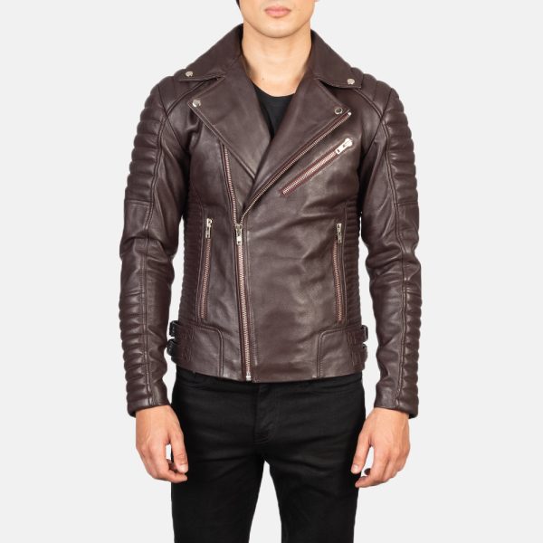Men's Armand Maroon Leather Biker Jacket