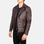 Men's Armand Maroon Leather Biker Jacket