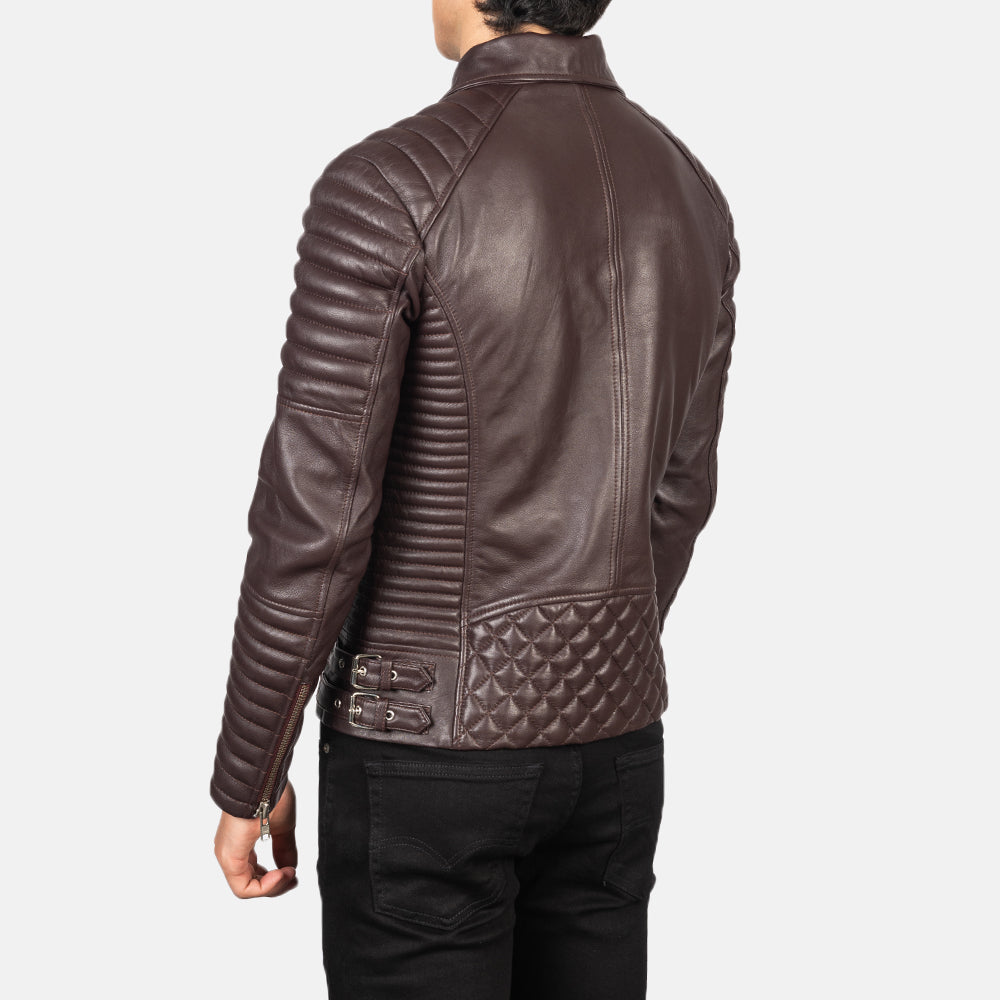Men's Armand Maroon Leather Biker Jacket