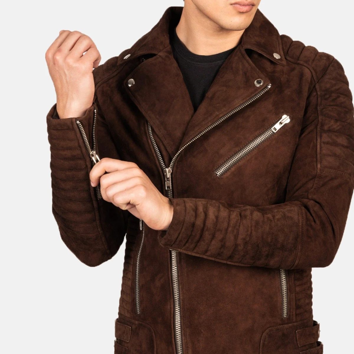 Men's Armand Mocha Leather Biker Jacket