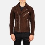 Men's Armand Mocha Leather Biker Jacket