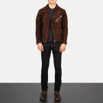 Men's Armand Mocha Leather Biker Jacket