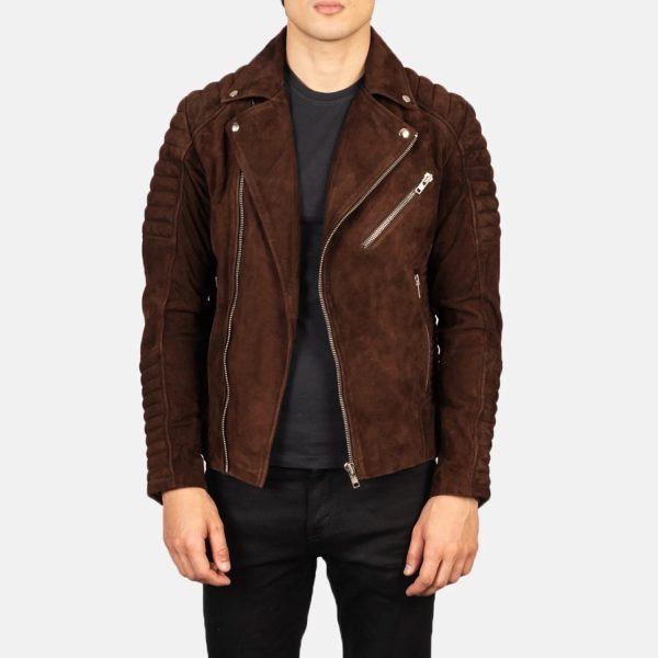 Men's Armand Mocha Leather Biker Jacket