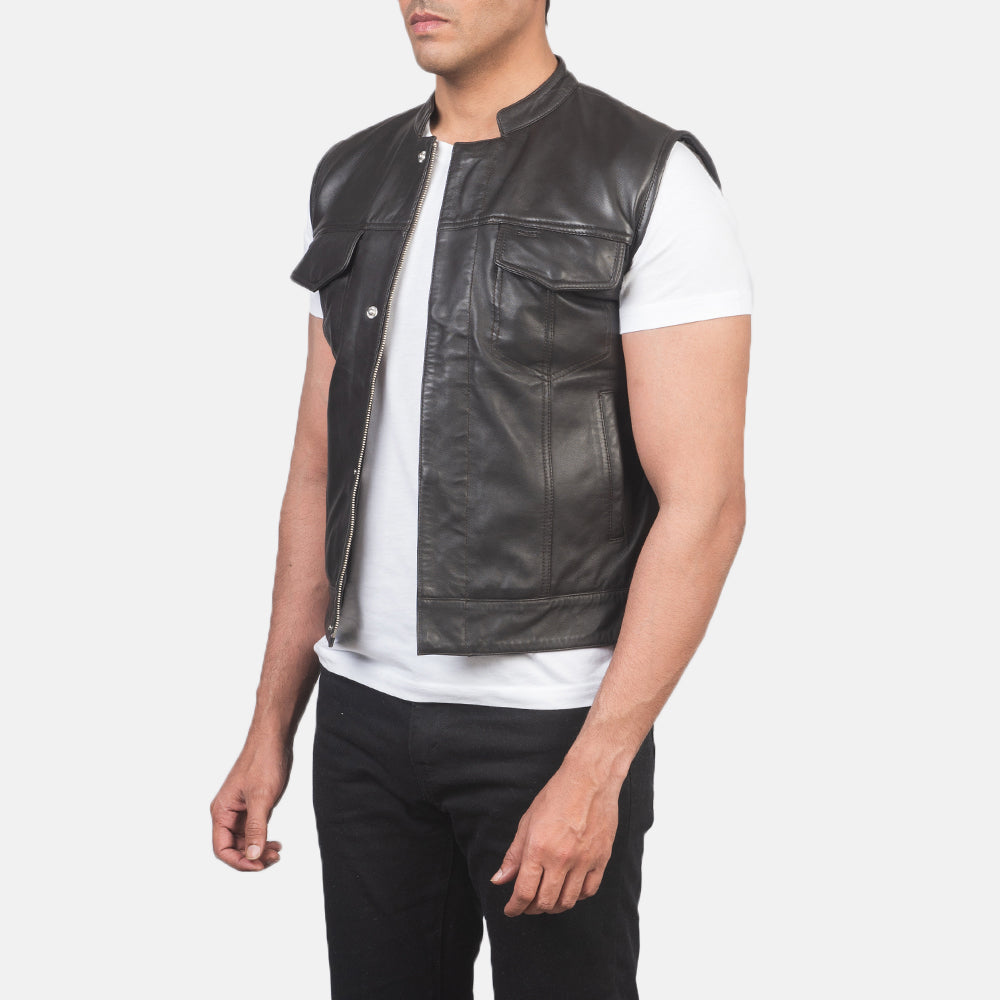 Men's Atlas Moto Brown Leather Vest