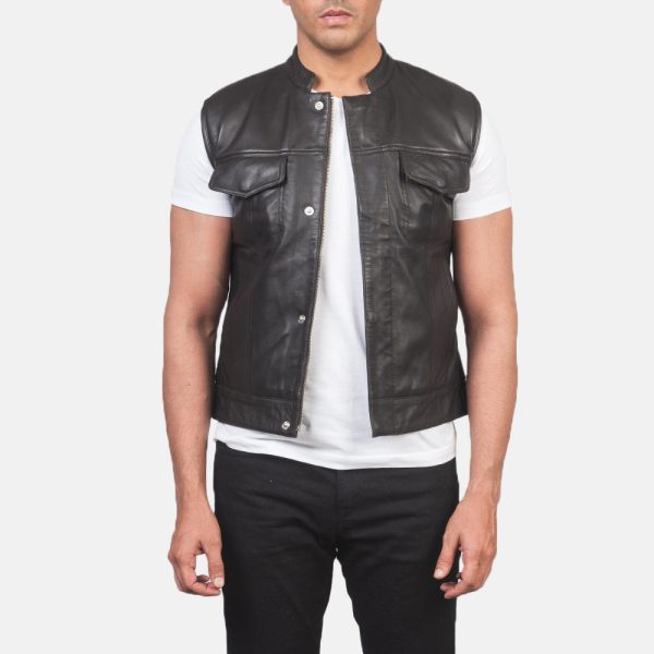 Men's Atlas Moto Brown Leather Vest