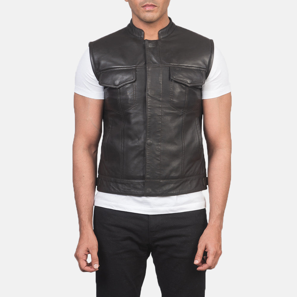 Men's Atlas Moto Brown Leather Vest