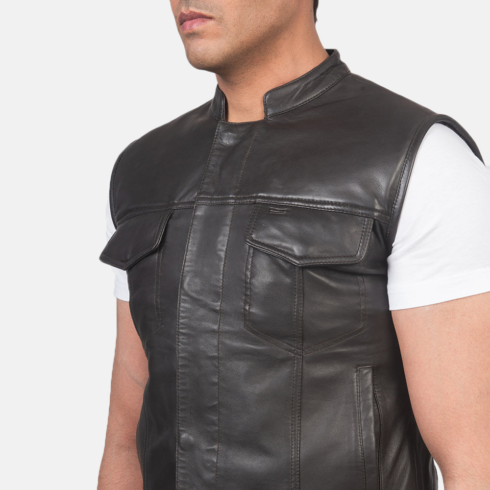 Men's Atlas Moto Brown Leather Vest
