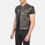 Men's Atlas Moto Distressed Brown Leather Vest