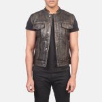 Men's Atlas Moto Distressed Brown Leather Vest