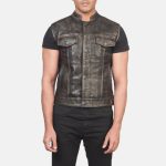 Men's Atlas Moto Distressed Brown Leather Vest