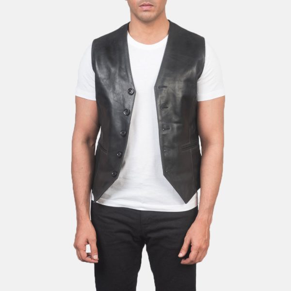 Men's Auden Black Leather Vest