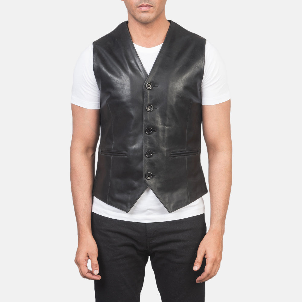 Men's Auden Black Leather Vest