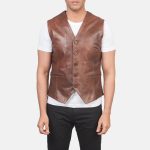 Men's Auden Brown Leather Vest